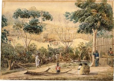 Image: A sketch of Ruapekapeka pa, 11 January 1846, by Cyprian Bridge