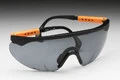 Image: Black framed sunglasses, wrap-around style
