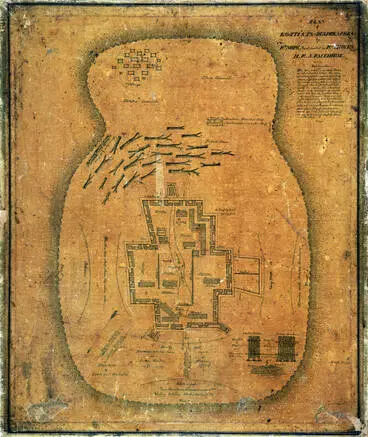 Image: Plan of Kawiti's Pa at Ruapekapeka by Mr Nops, assisted by Mr Groves, H.M.S. Racehorse