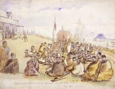 Image: Surrender of the Tauranga natives at Te Papa.