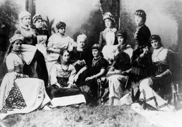 Image: Bennett, A B :Photograph of private theatrical group, including Katherine Mansfield