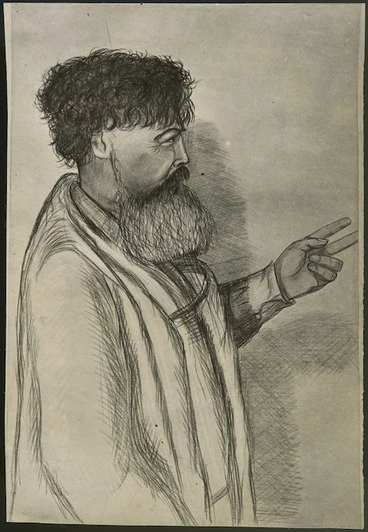 Image: Erueti Te Whiti-o-Rongomai III - Sketch made by William Francis Robert Gordon