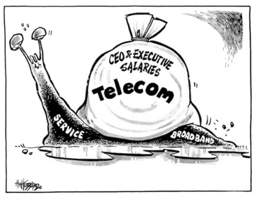 Image: Telecom - CEO & executive salaries, service, broadband. 31 August 2009