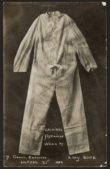 Image: Men's pyjamas worn by Amy Bock as Percy Carol Redwood