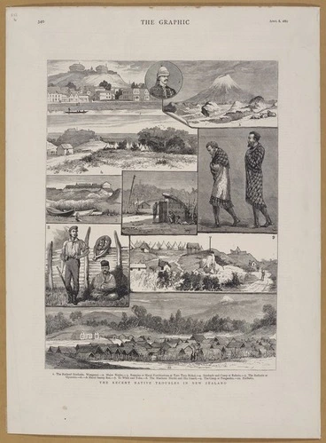 Image: The Graphic :The recent native troubles in New Zealand. [From drawings by George Sherriff; engraved by H. J., London] 1882