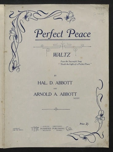 Image: Perfect peace : waltz / by Hal. D. Abbott and Arnold A. Abbott.