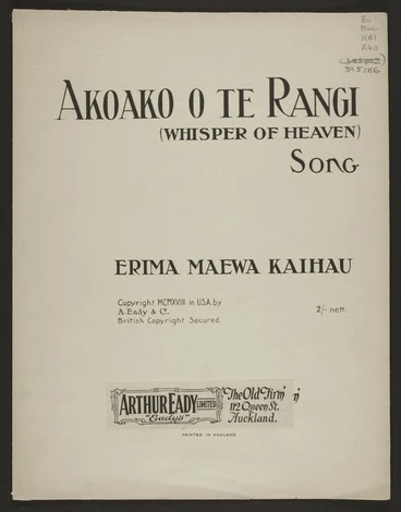 Image: Akoako o te Rangi : (whisper of heaven) / Erima Maewa Kaihau.