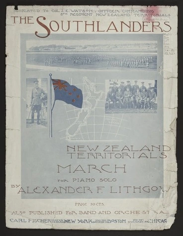 Image: The Southlanders : New Zealand territorials : march for piano solo / by Alexander F. Lithgow.