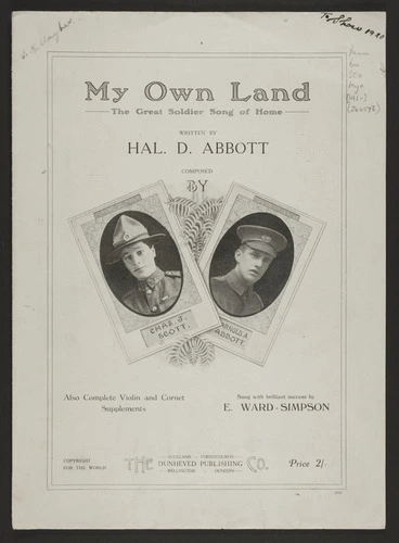 Image: My own land : the great soldier song of home / written by Hal. D. Abbott ; composed by Chas. J. Scott, Arnold A. Abbott.