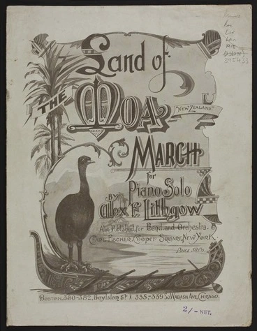 Image: Land of the moa : march for solo piano / by Alex F. Lithgow.