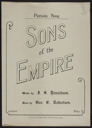 Image: Sons of the Empire / words by J.S. Donaldson ; music by G.E. Robertson.