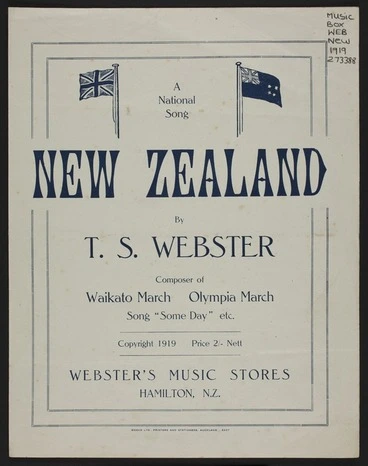 Image: New Zealand : a national song / composed by T.S. Webster.