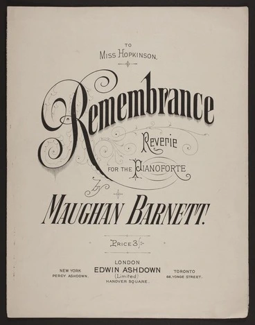 Image: Remembrance : reverie for the pianoforte / by Maughan Barnett.