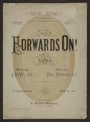 Image: Forwards on! : song  / composed by Reg. Hodder ; written by J.B.W.