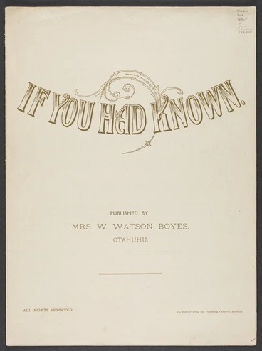 Image: If you had known / music by F. Wolfgang.