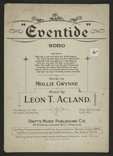 Image: Eventide : song / words by Mollie Gwynne ; music by Leon T. Acland.