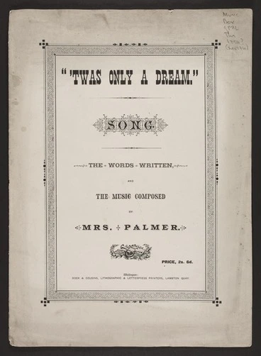 Image: 'Twas only a dream : song / the words written and the music composed by Mrs. Palmer.