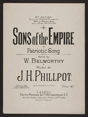 Image: Sons of the Empire : patriotic song / words by W. Belworthy ; composed by J.H. Phillpot.
