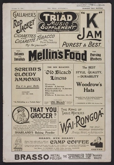 Image: Triad music supplement. October 10, 1910 / edited by C.N. Baeyertz.