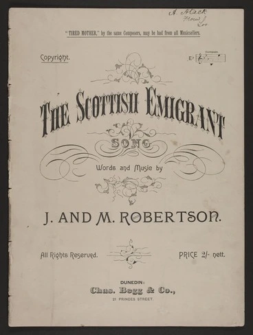 Image: The Scottish emigrant : song / words and music by J. and M. Robertson.