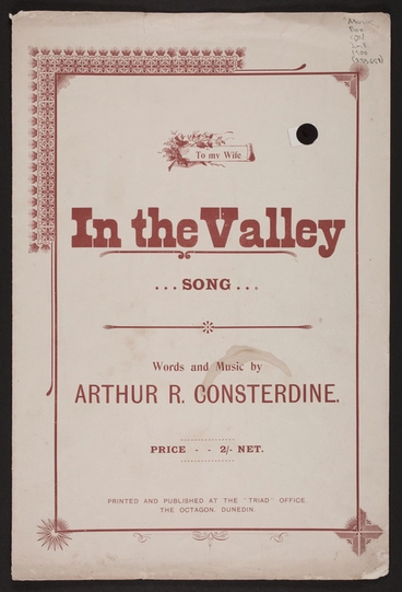 Image: In the valley : song / words and music by Arthur R. Consterdine.
