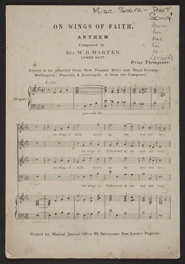 Image: On wings of faith : anthem / composed by W.B. Marten.