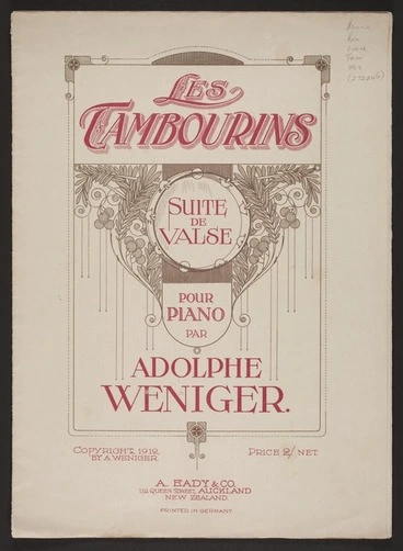 Image: Les tambourins : suite de valse / pour piano par Adolphe Weniger.