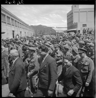 Image: Members of the Maori Battalion in Wellington after serving in World War 2