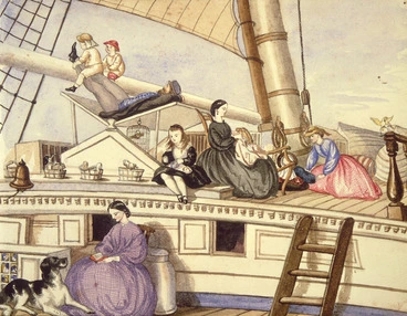 Image: Artist unknown :New Year's Eve on the Line on voyage home from New Zealand, Decr 31st, 1864.