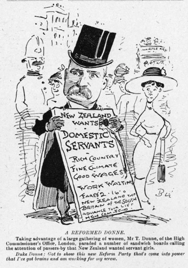 Image: Blomfield, William, 1866-1938 :A Reformed Donne. New Zealand Observer, 12 August 1912.