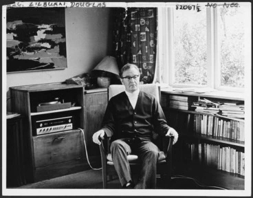 Image: Beavis, Cyril Denis Archibald, 1911-2000 : Photograph of Douglas Lilburn at home