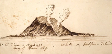 Image: Taylor, Richard 1805-1873 :White or Sulphur Island, Bay of Plenty, 1839.