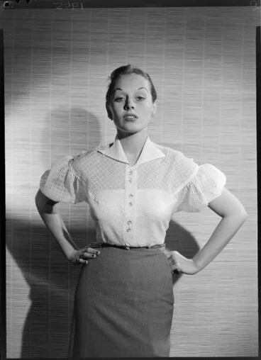 Image: Jeanette Elphick modelling blouse