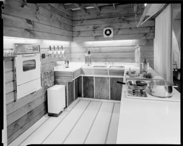 Image: [Studio?] kitchen, with ingredients and equipment ready for use, possibly a cooking demonstration