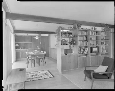 Image: Lounge and dining room in house of Dr Harvey, 14 Churchill Drive, Wellington