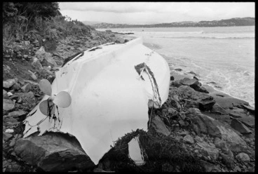 Image: Beached lifeboat from the Wahine, Eastbourne