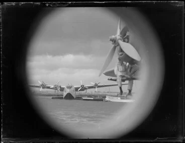 Image: Flying boat viewed through aircraft window