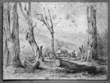 Image: [Swainson, William] 1789-1855 :[Stockade in clearing, Taita] 17 Oct. 184[6 or 1847?]