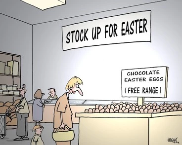 Image: 'Stock up for Easter'. 'Chocolate Easter eggs (Free range)' 20 March, 2008