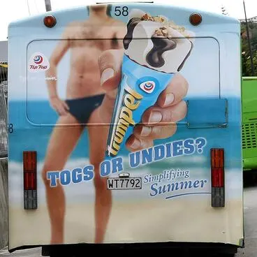 Image: Advertisement on the back of a bus