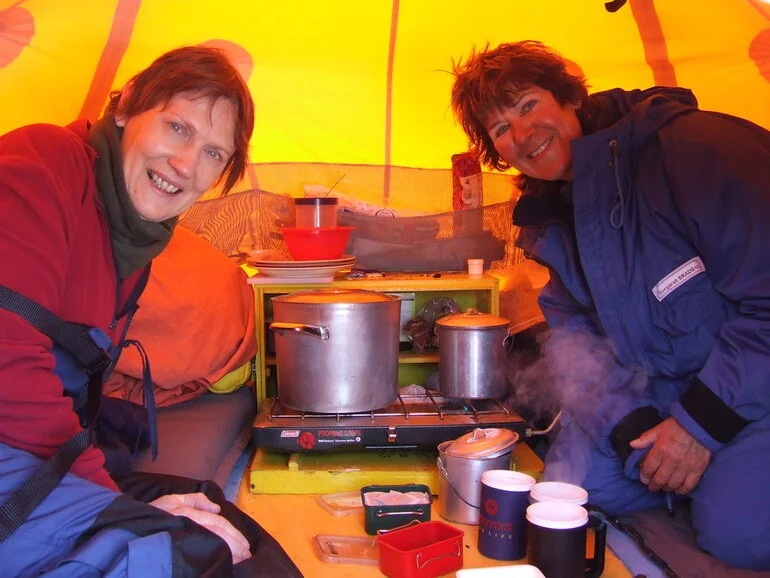 Image: Prime Minister Helen Clark visits Dr Margaret Bradshaw's field camp in the McMurdo Dry Valleys