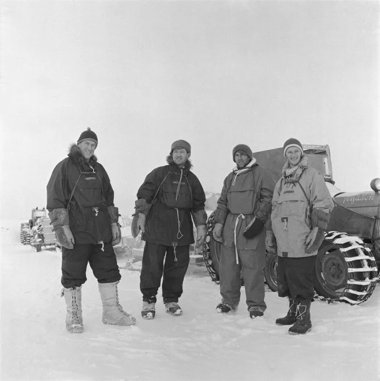 Image: The tractor party - Hillary, Ellis, Bates and Mulgrew at Cape Crozier