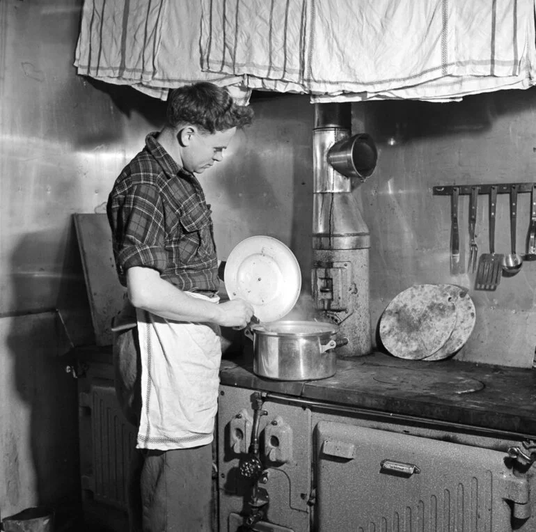 Image: The cook at work at Scott Base, in 1957