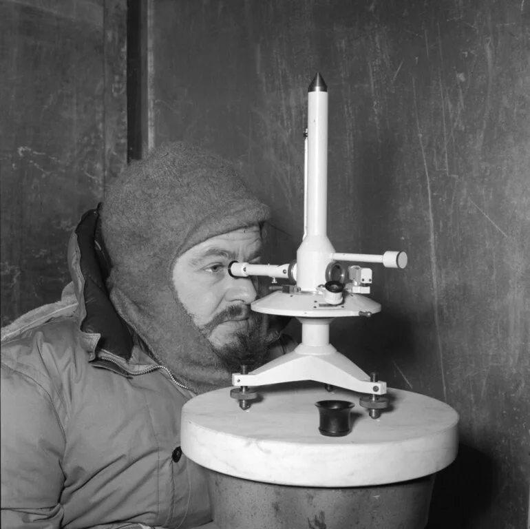 Image: IGY geophysicist taking magnetic observations