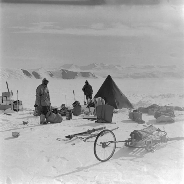 Image: Geology party camped in Lower Skelton Glacier