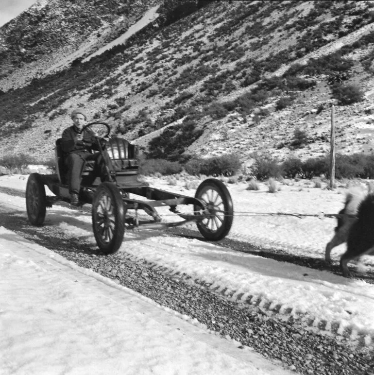 Image: Old car chassis used by Harry Ayres when training dogs at Mt Cook