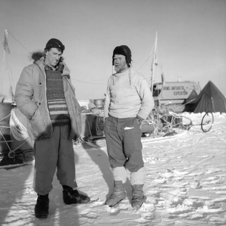 Image: Hillary and Fuchs after their South Pole meeting