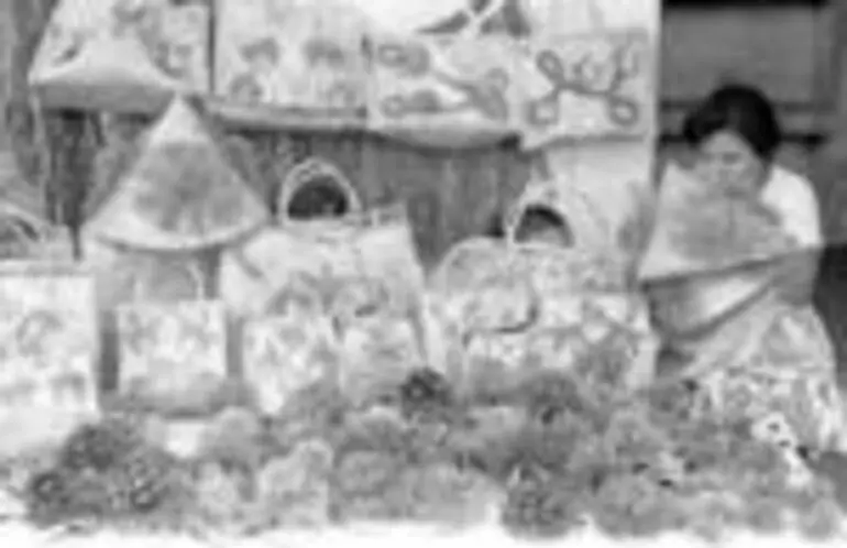 Image: Woven bags at a market