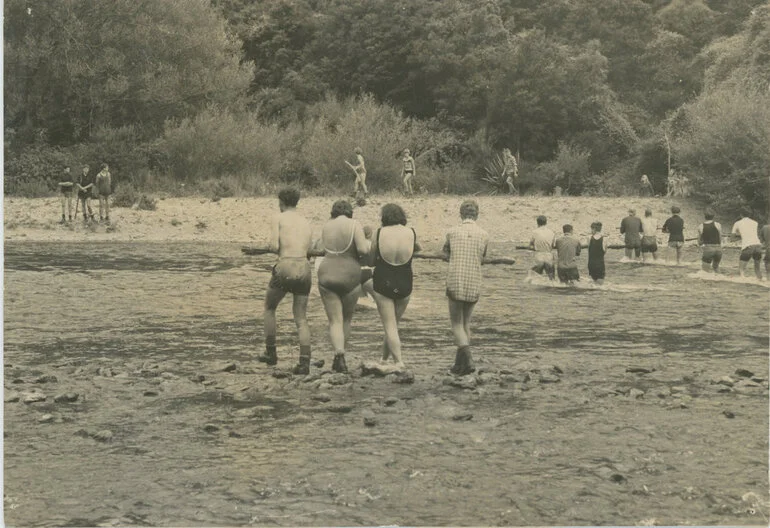 Image: Bushcraft course 1966 - log river crossing