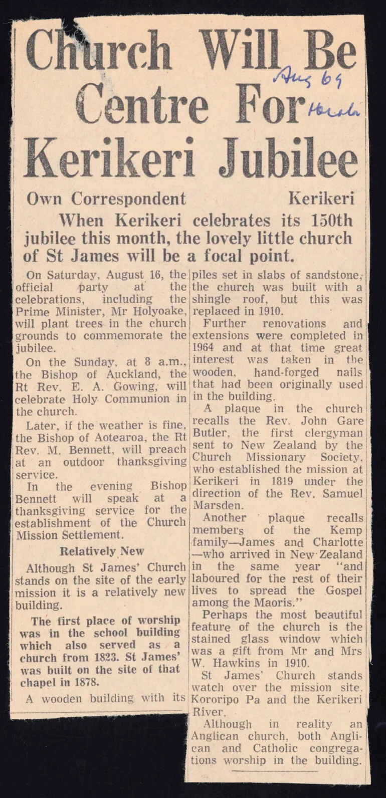 Image: Church will be centre for Kerikeri jubilee